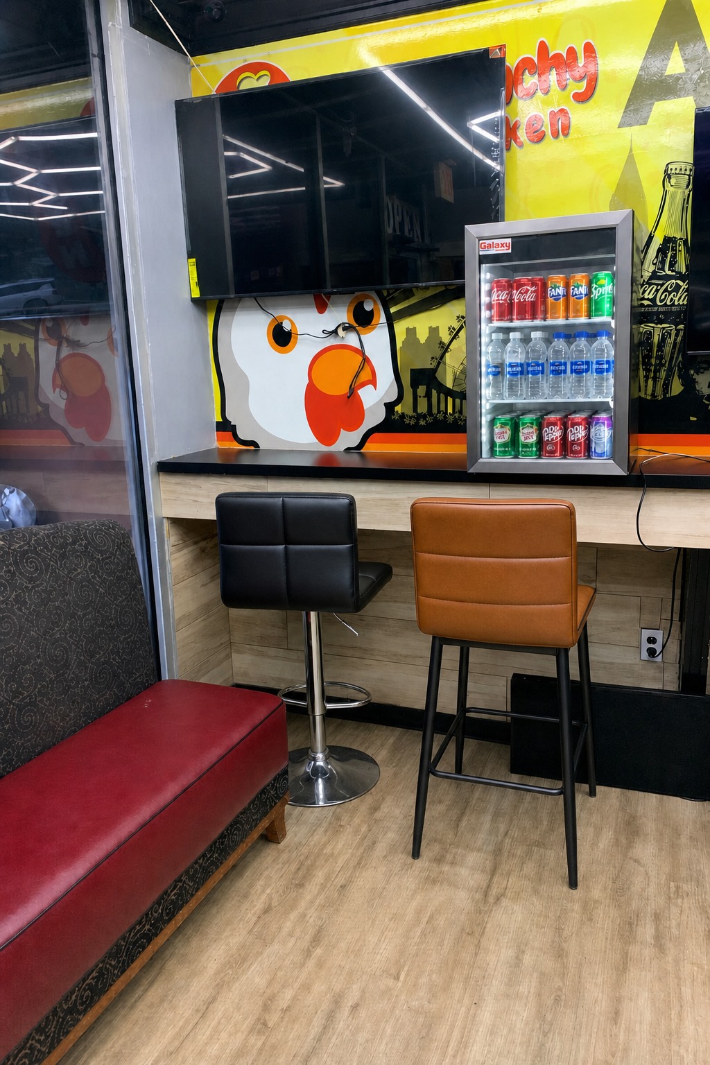 Ribb Me Up branded interior with chairs and cooler