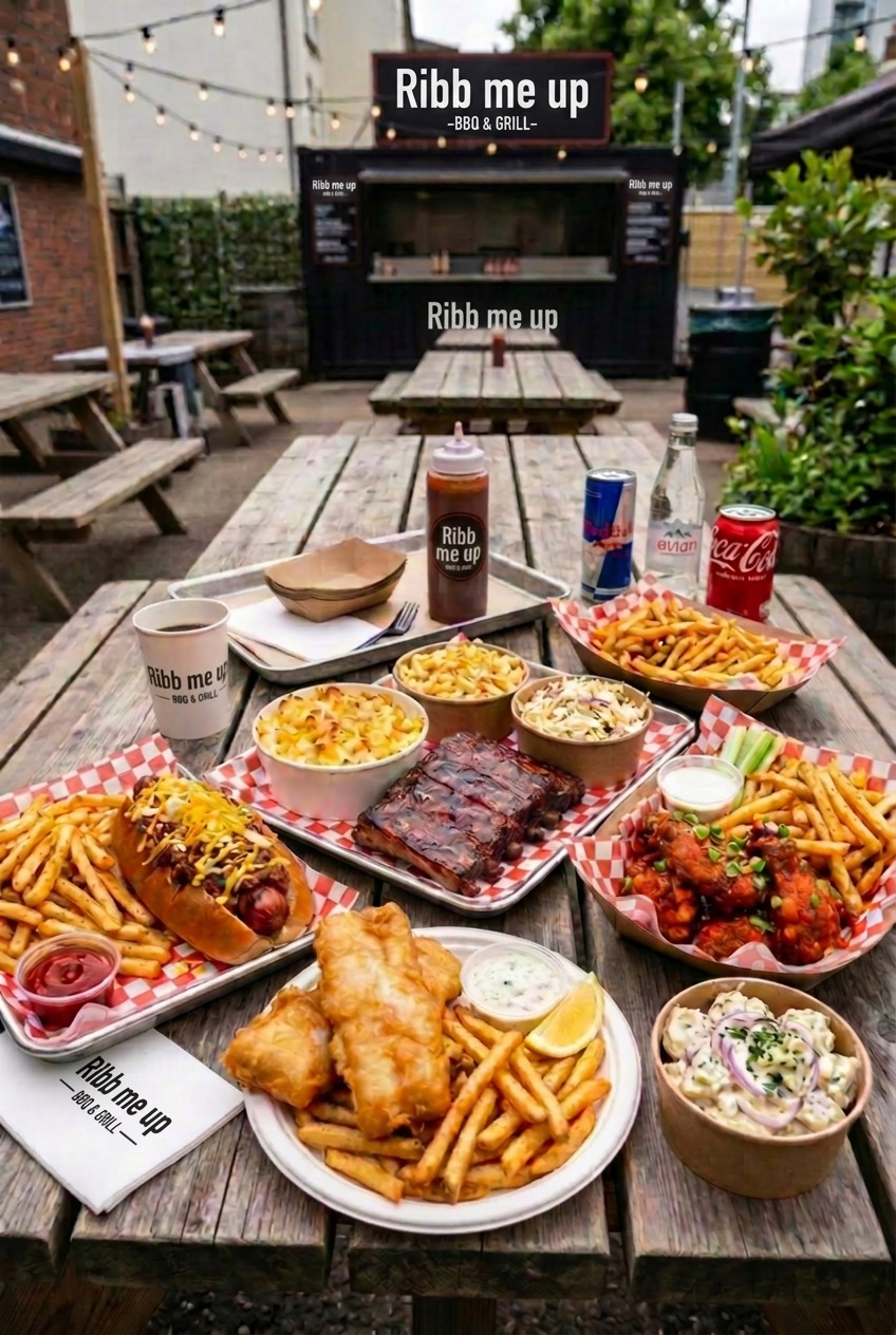 A full Ribb Me Up table spread outside on a patio