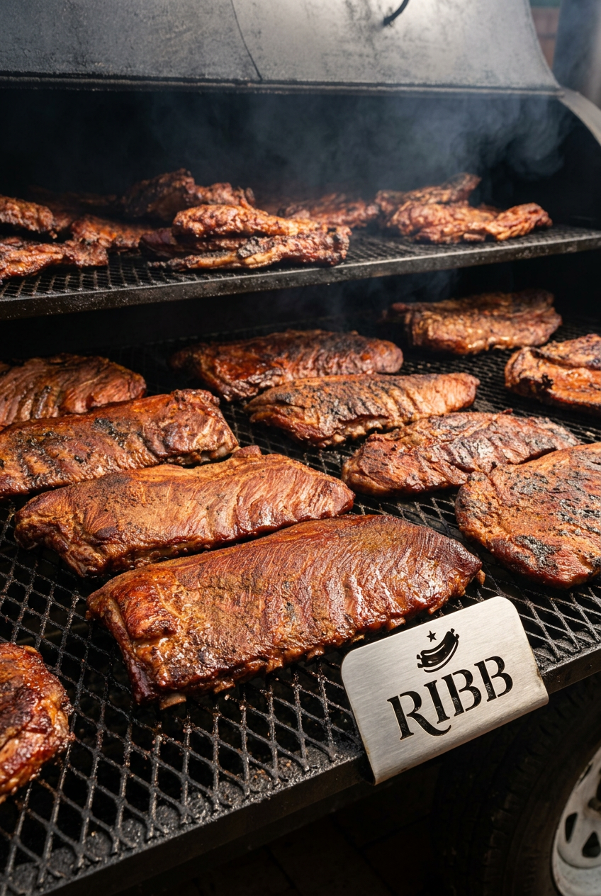 Ribs smoking on a pit
